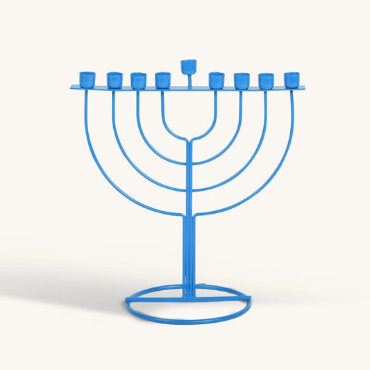 Blue Wireframe Menorah