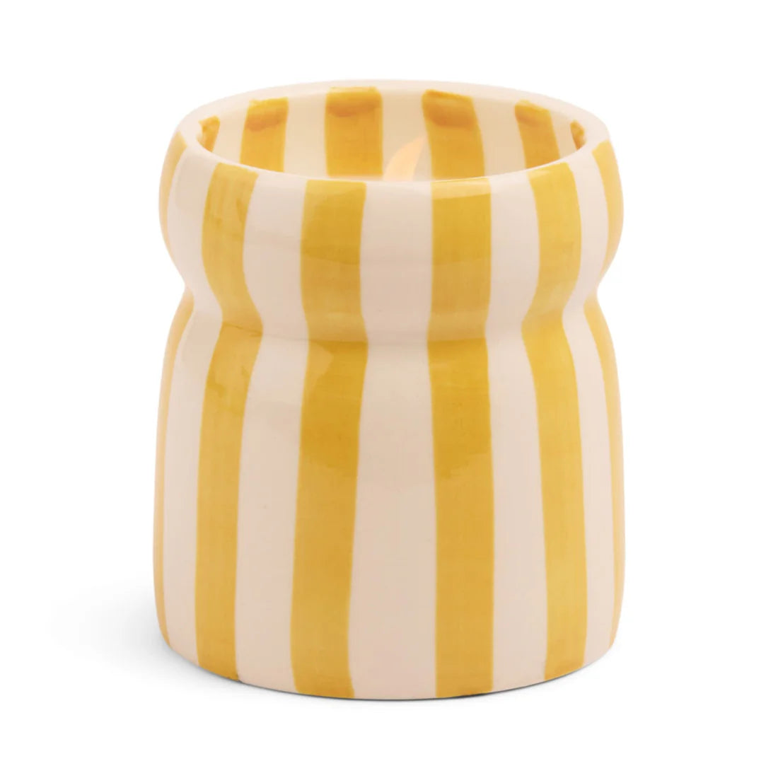 Cabana Ochre Striped Ceramic Candle Gold Coast