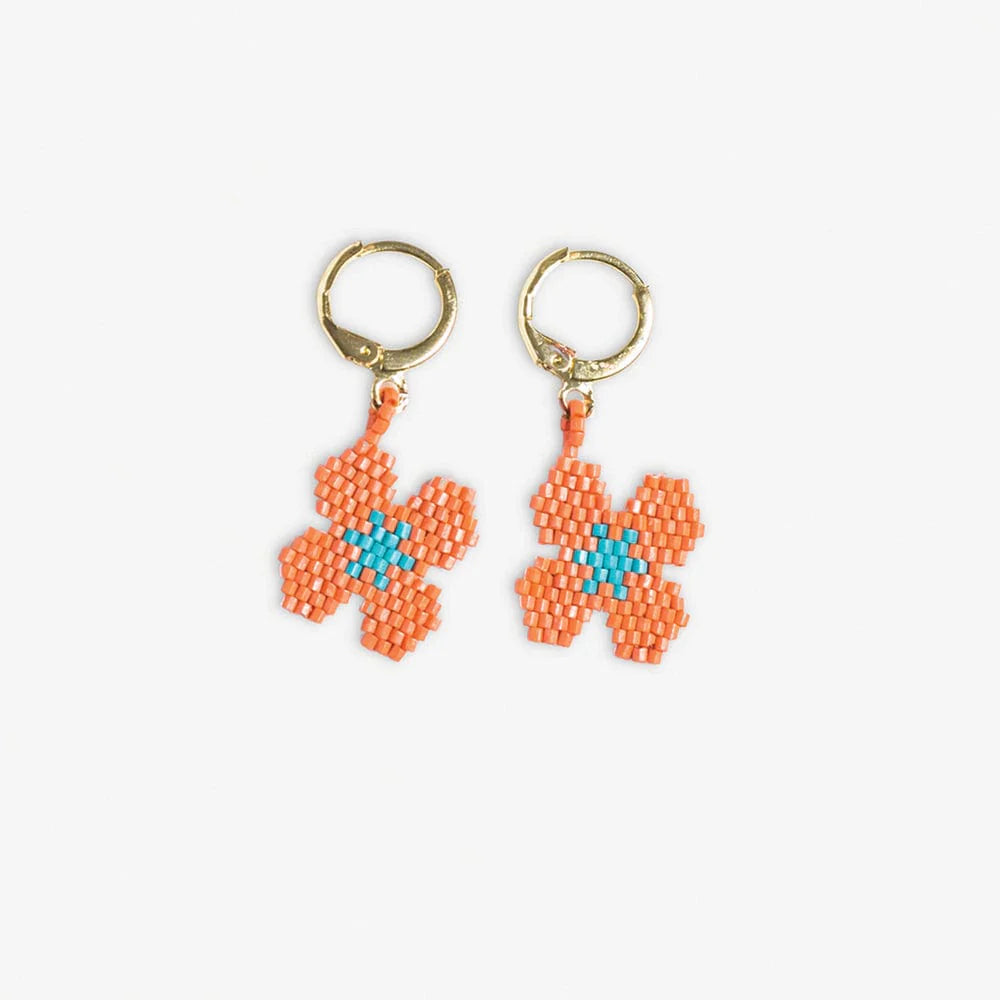 Blossom Flower Drop Earrings Coral