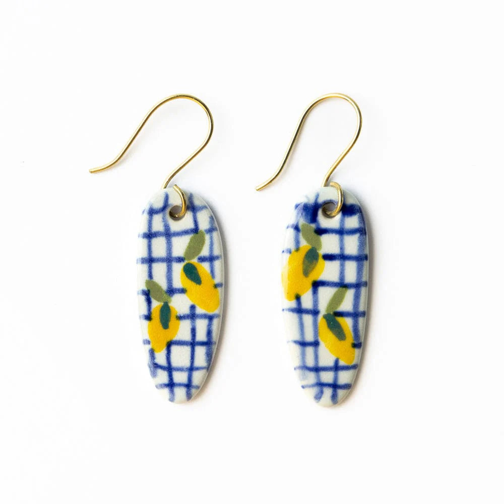 Danielle Oval Ceramic Earring With Lemons