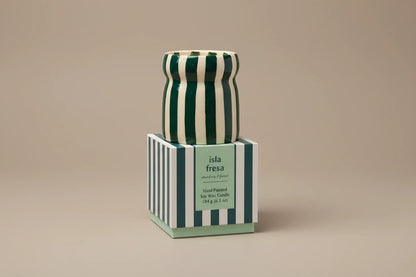 Cabana Teal Striped Ceramic Candle Isla Fresa