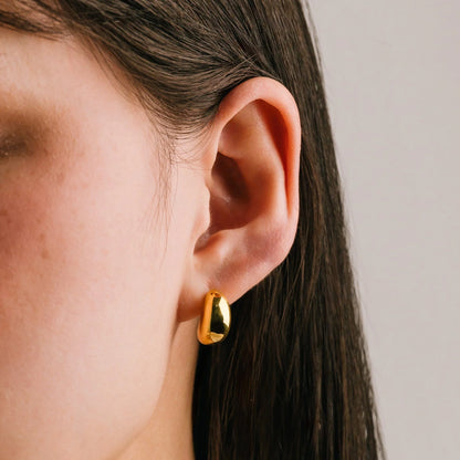 Crest Dome Hoop Earrings Gold