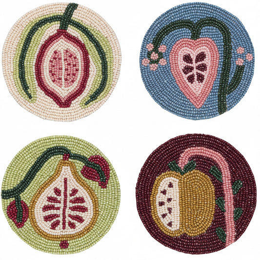 Pome Hand-Beaded Coaster Set