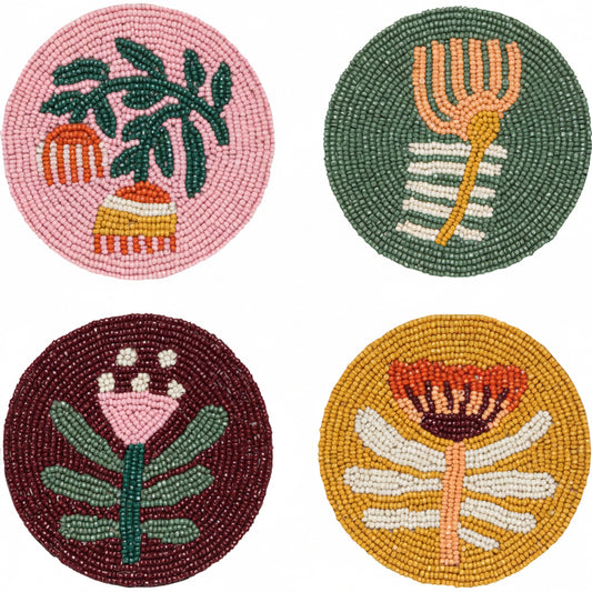 Venus Hand-Beaded Coaster Set