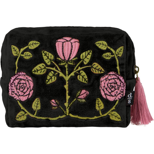 Rose Briar Embroidered Velvet Pouch