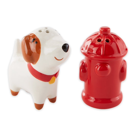 Dog and Fire Hydrant Ceramic Salt and Pepper Shake