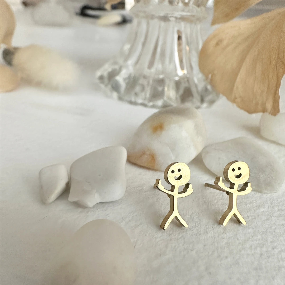 Disgruntled Citizen Stickman Earrings in Gold