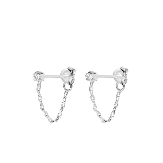 Eloise Silver Dangling Chain Ear Jacket