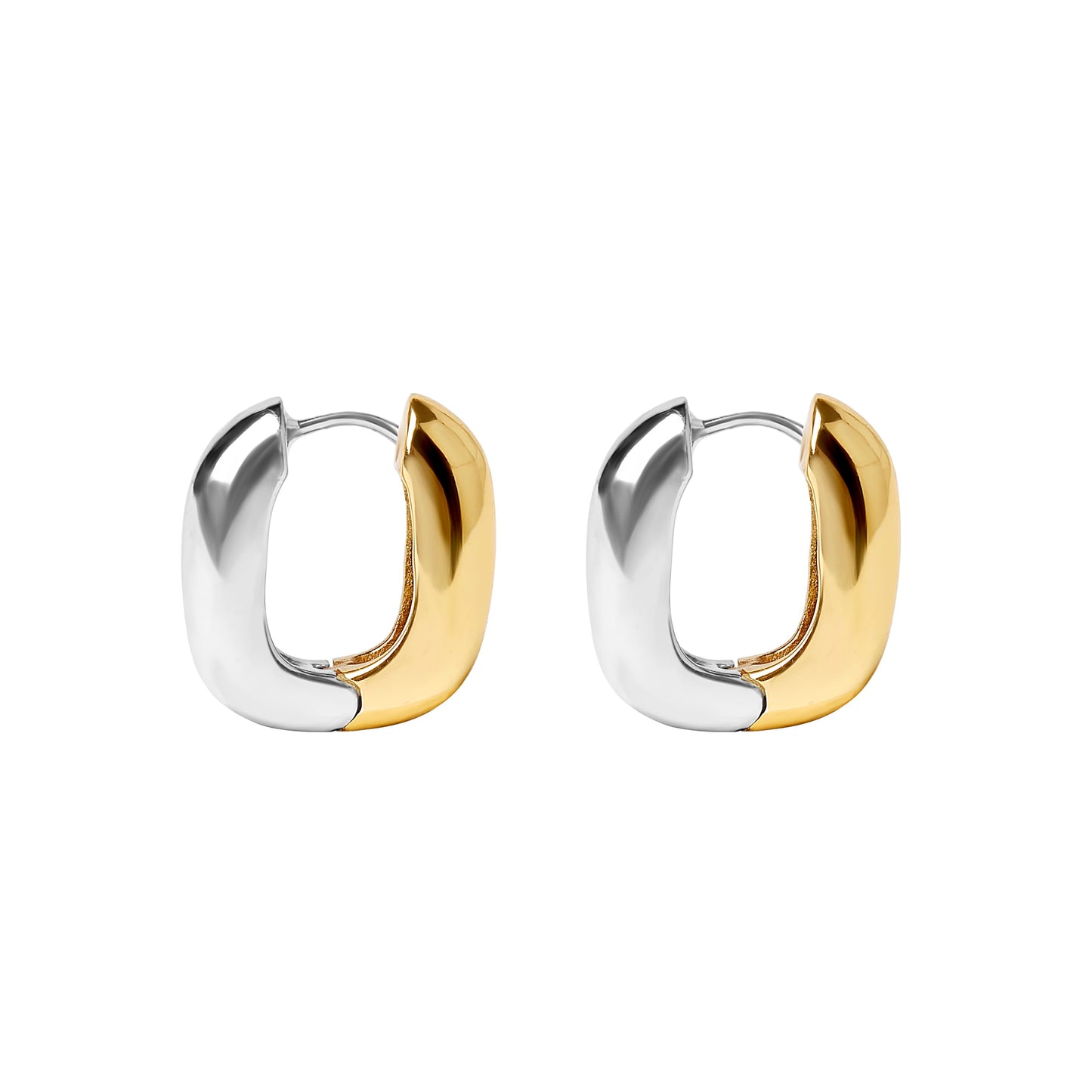 Jack Two Tone Rectangular Hoop Earrings