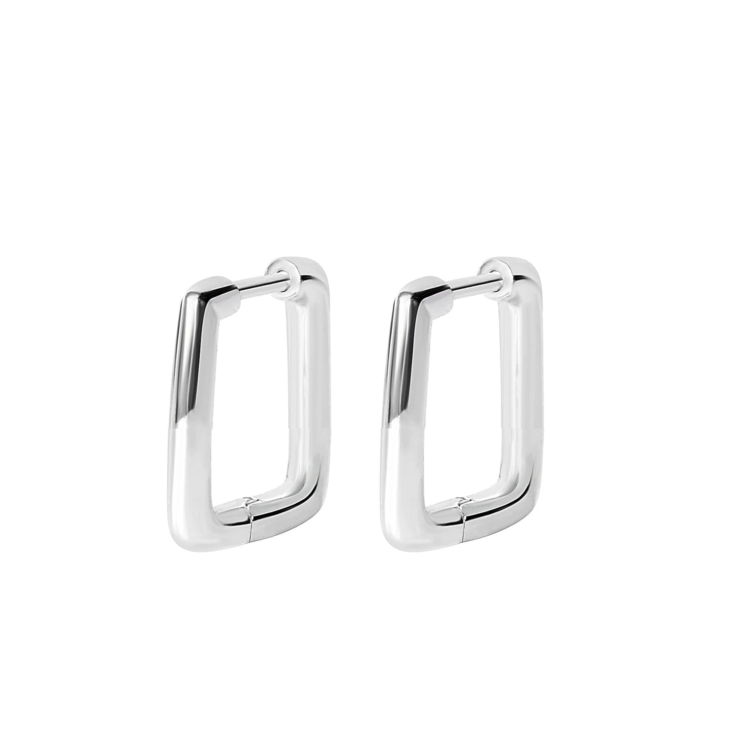 Lena Silver Thin Square Huggie Earrings