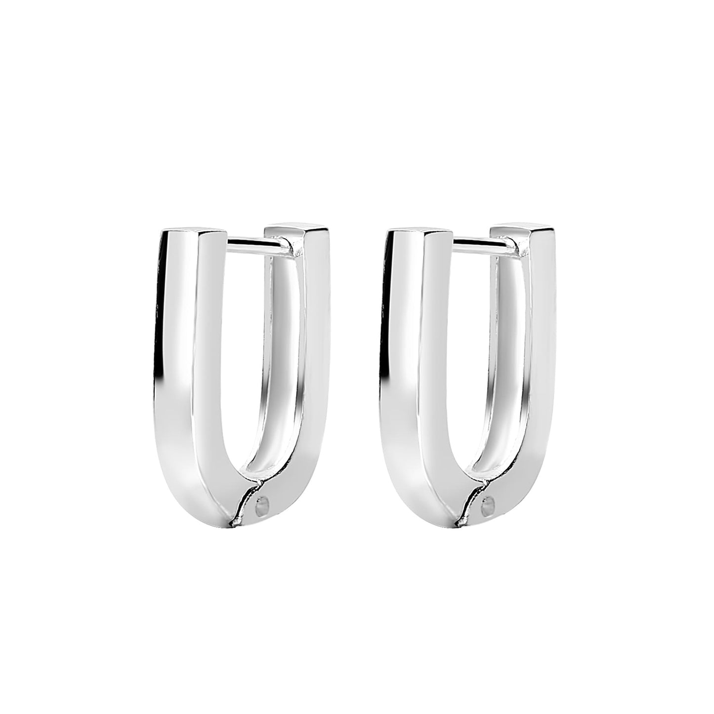 Lisbon Silver U-Shape Bar Huggie Earrings