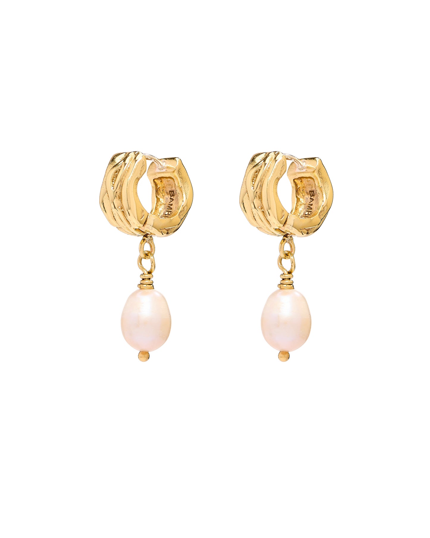 Lumi Gold Hoop w/Pearl Dangle Earrings
