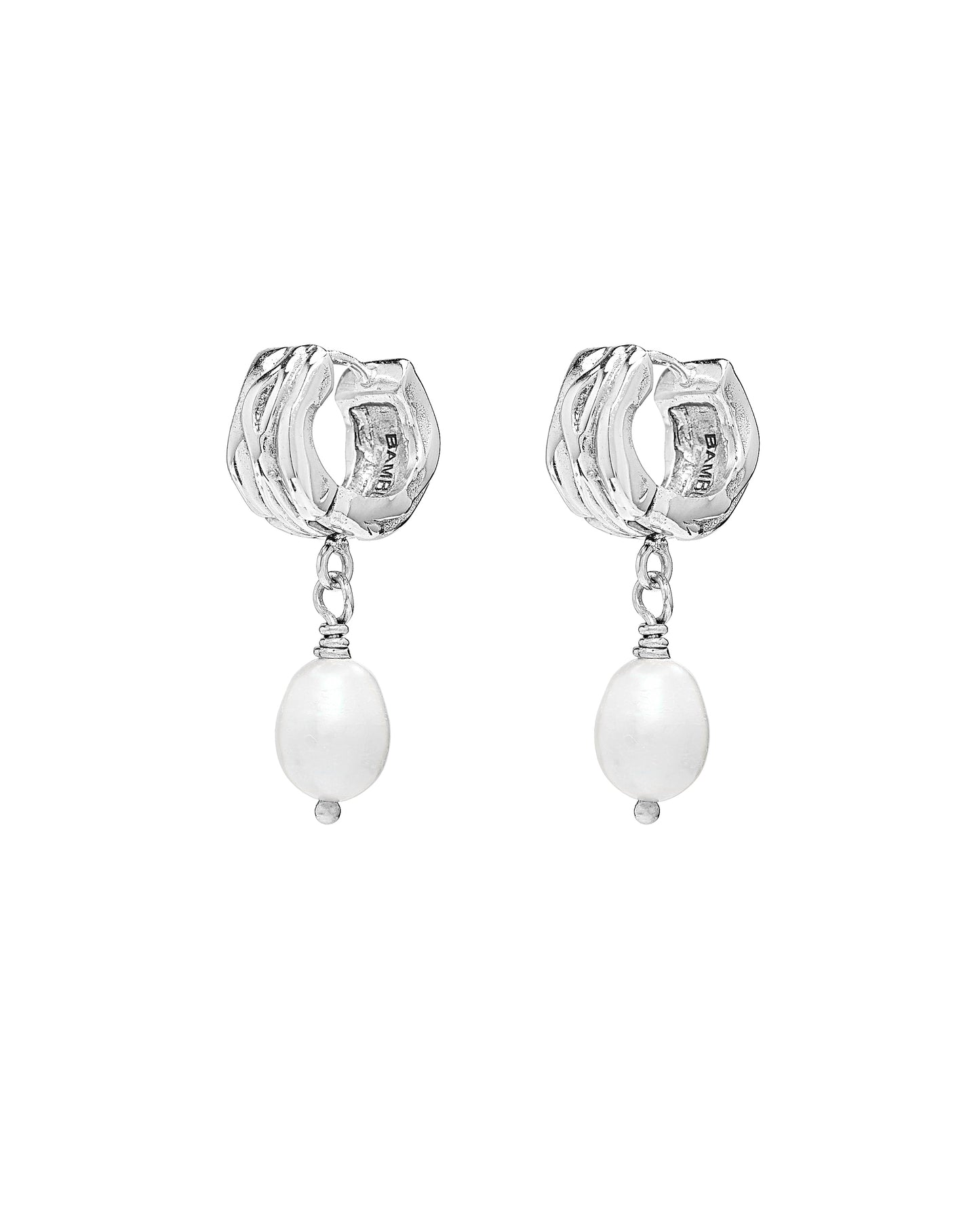 Lumi Silver Hoop w/Pearl Drop Earrings