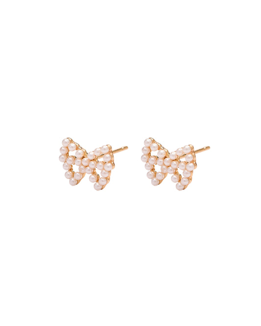Bow & Pearl Pearl Encrusted Bow Stud Earrings