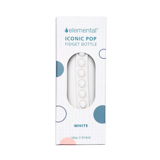 White Iconic Pop Fidget Water Bottle