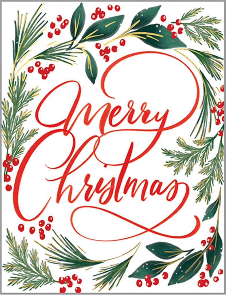 Elegant Greens Merry Christmas Card