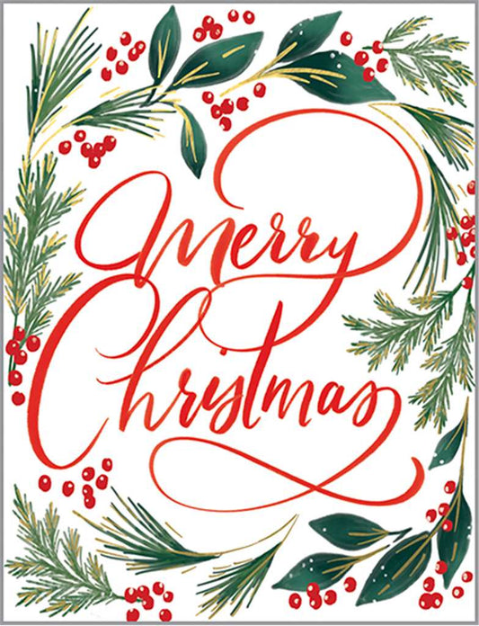 Elegant Greens Merry Christmas Card