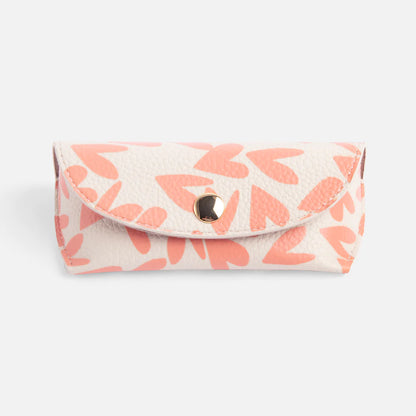 Coral Hearts Flap Glasses Case