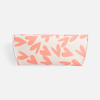 Coral Hearts Flap Glasses Case