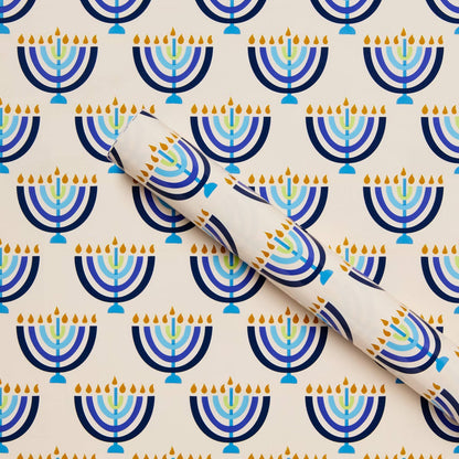Menorah White and Blue Roll Wrap