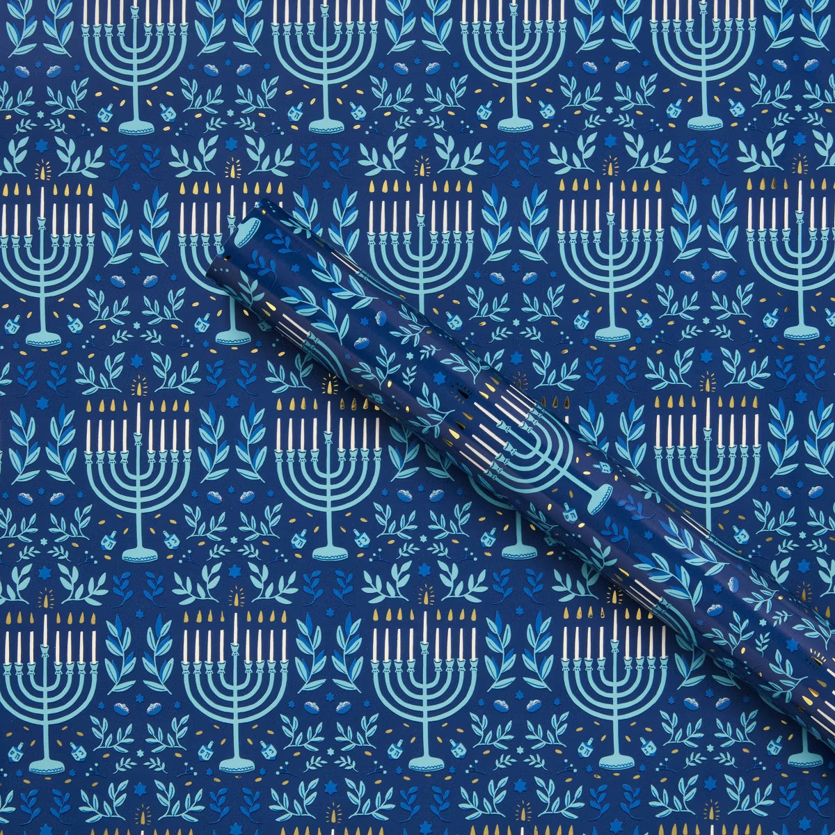 Hannukkah Menorah Blue Roll Wrap