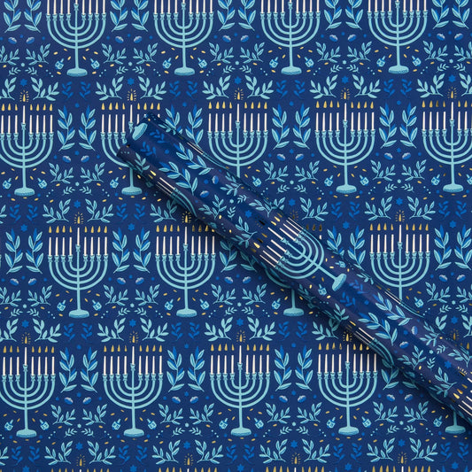 Hannukkah Menorah Blue Roll Wrap