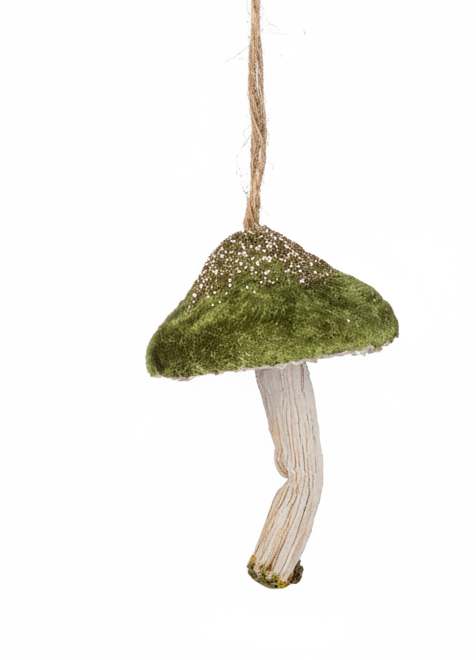 Green Velvet Mushroom Ornament