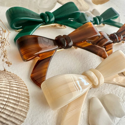 Zooey Bow Hair Clips Chestnut