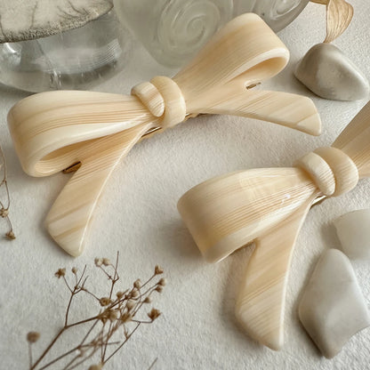 Zooey Bow Hair Clips Butter Cream