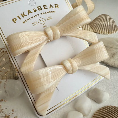 Zooey Bow Hair Clips Butter Cream