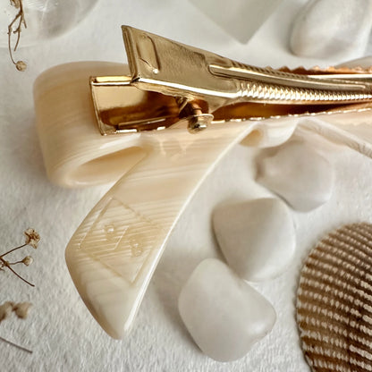 Zooey Bow Hair Clips Butter Cream