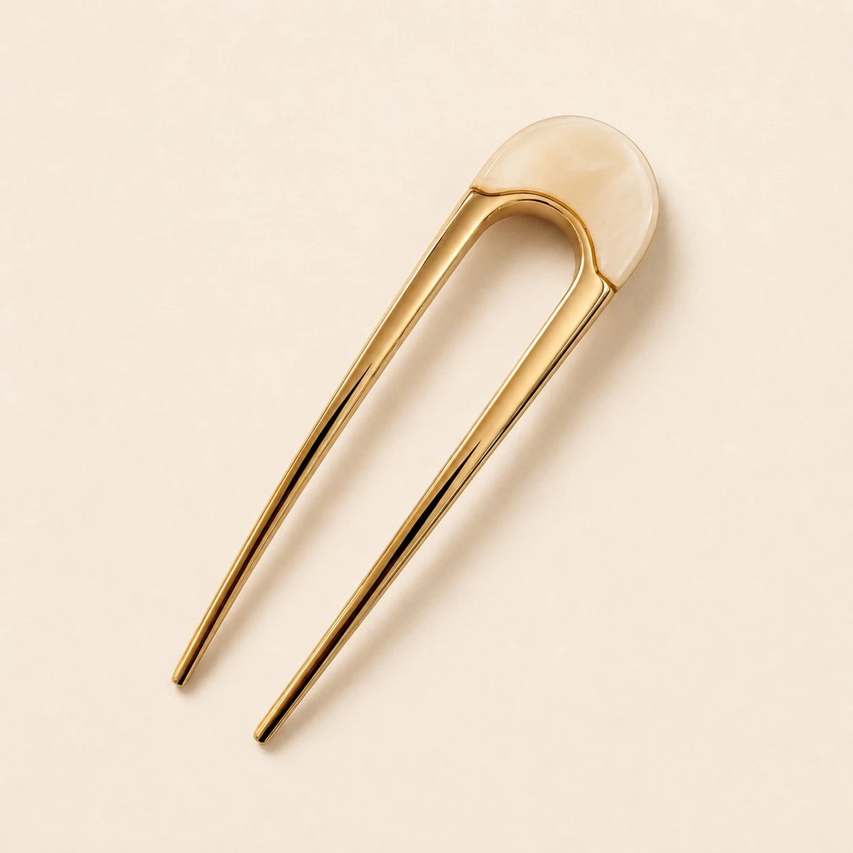 Claudette Metal & Acrylic French Hair Pin Gold Cream