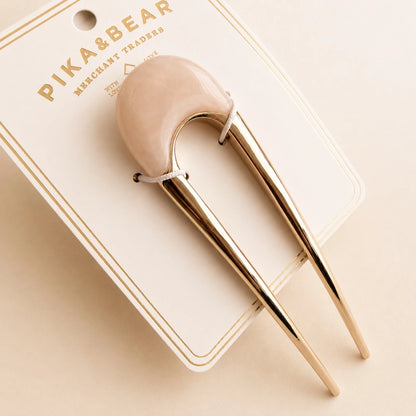 Claudette Metal & Acrylic French Hair Pin Gold Cream