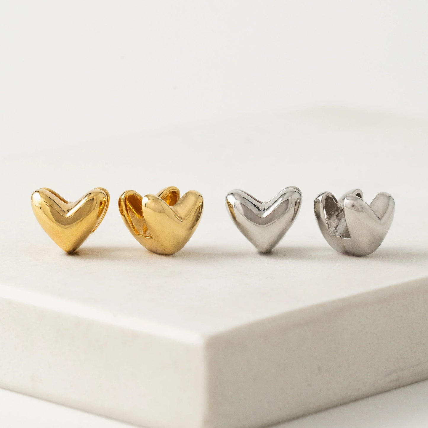 Heart Puff Hoop Earrings