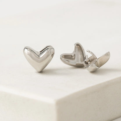 Heart Puff Hoop Earrings