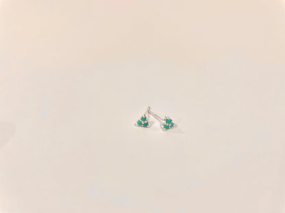 Tiny Triple Stone Triangle Turquoise Stud