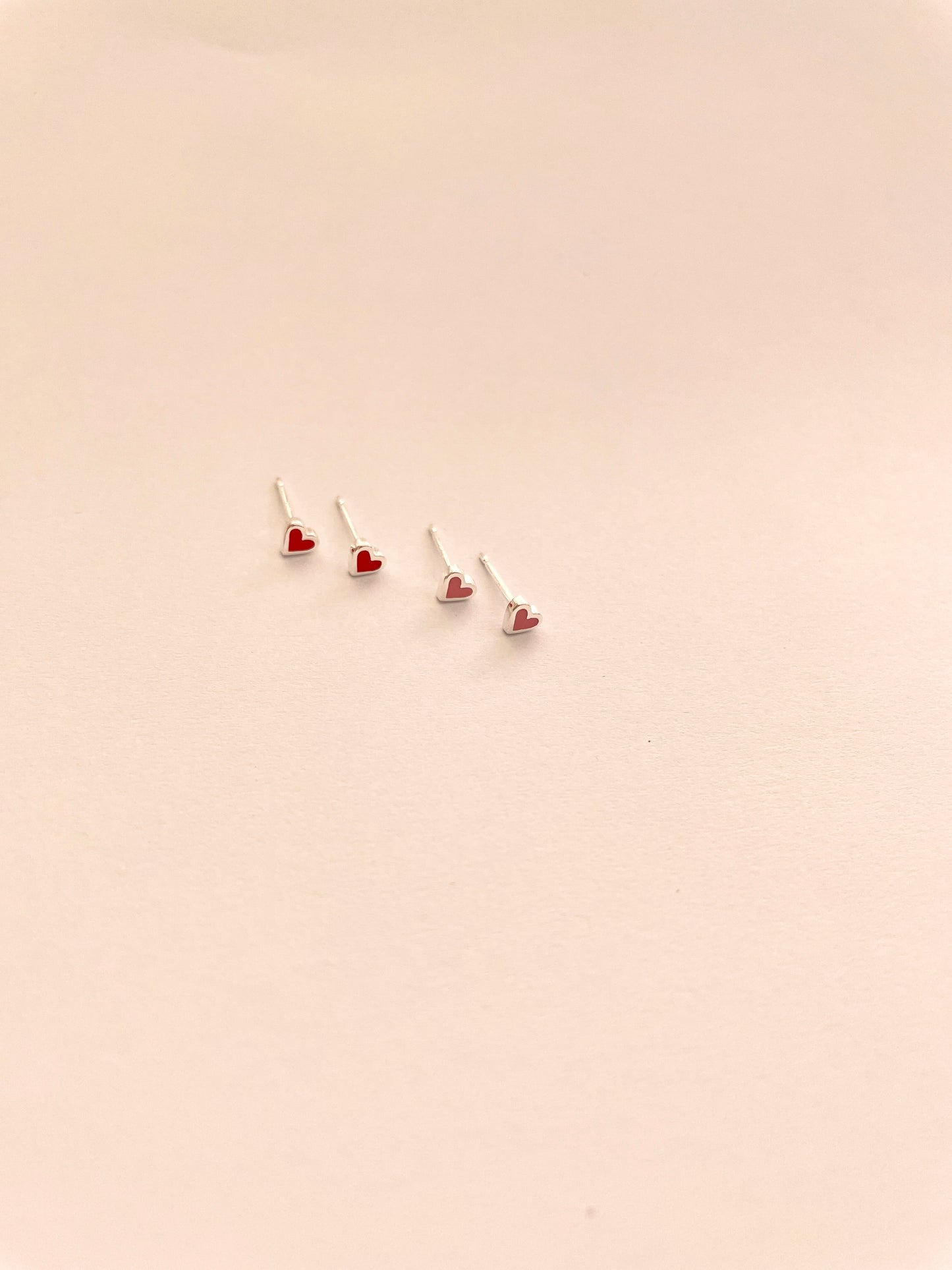 Super Tiny Enamel Heart Stud Earrings