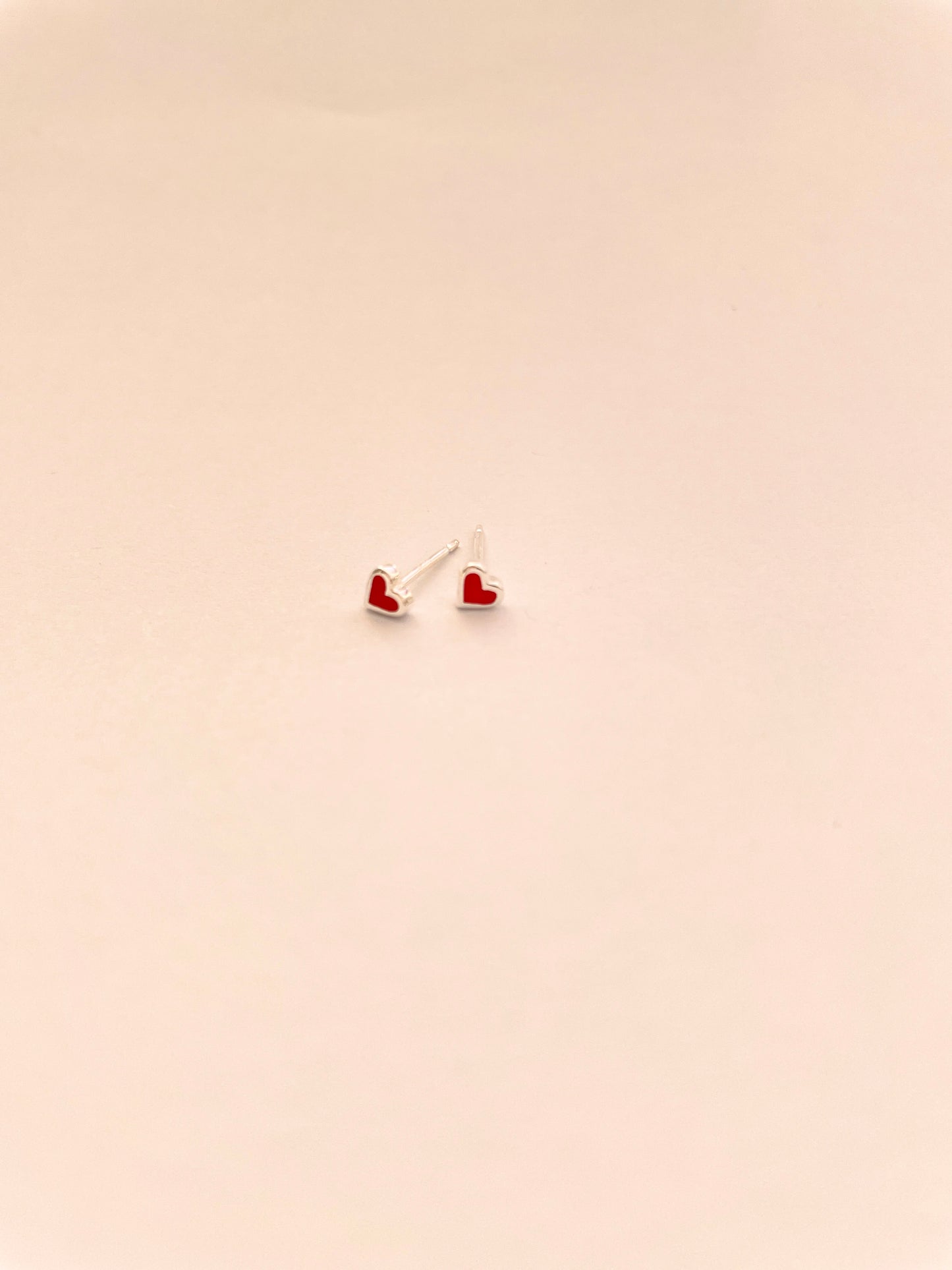 Super Tiny Enamel Heart Stud Earrings