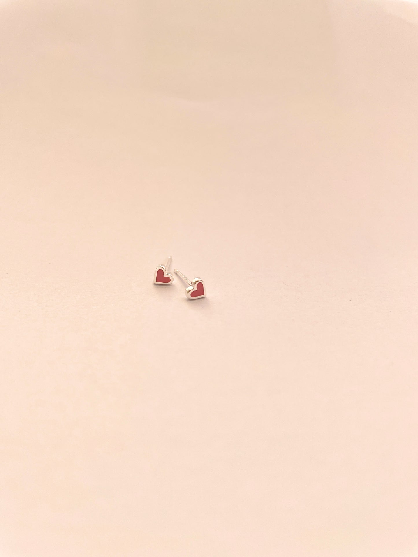 Super Tiny Enamel Heart Stud Earrings