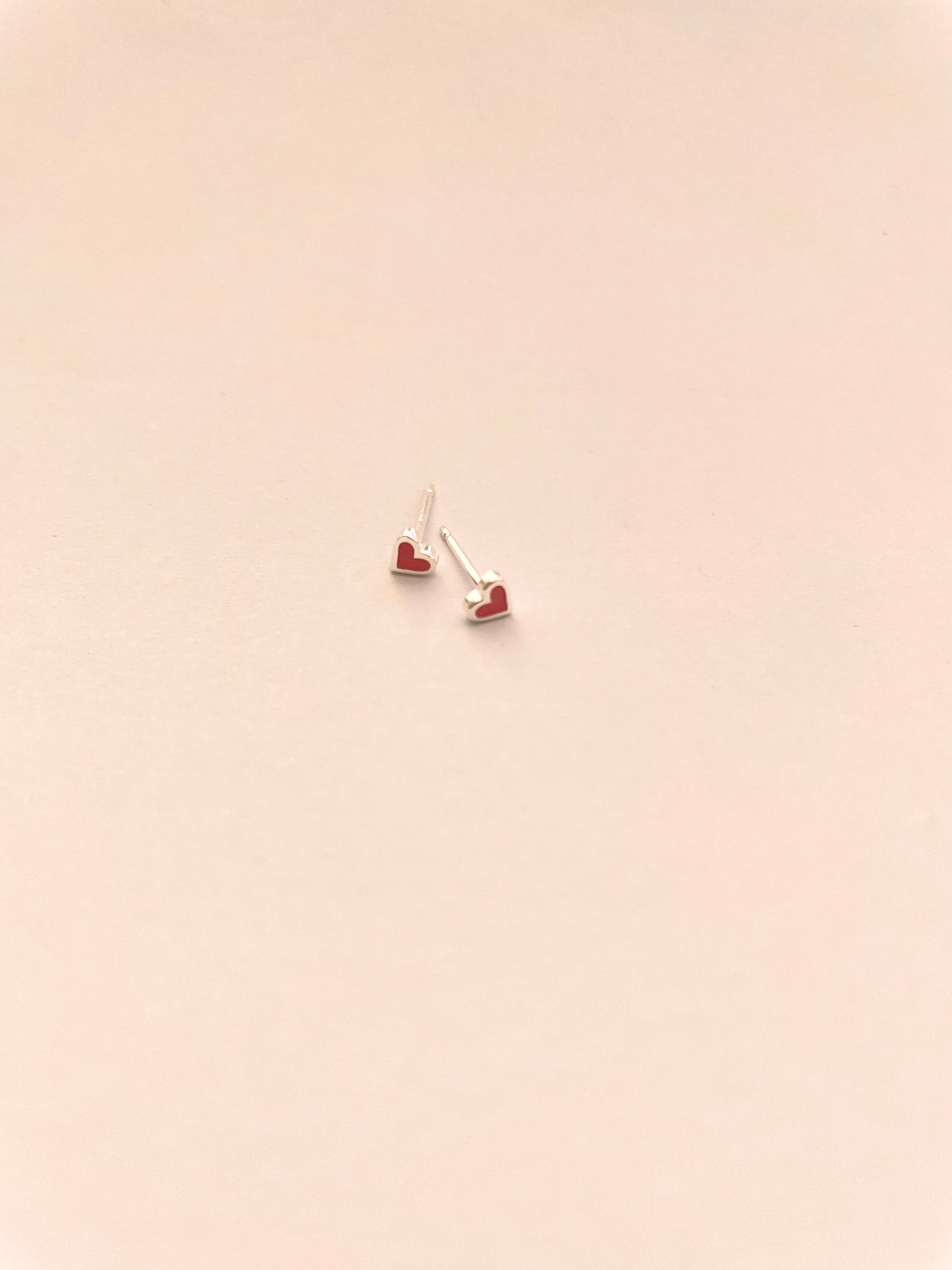 Super Tiny Enamel Heart Stud Earrings