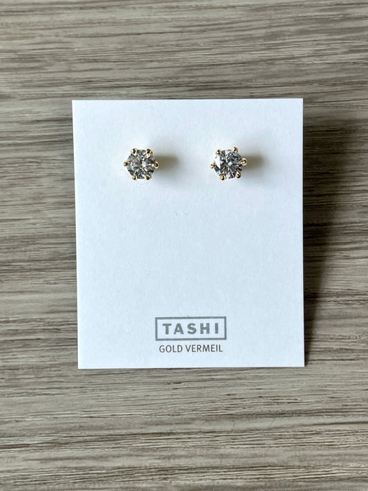 6-Prong Claw Set Stud Earrings