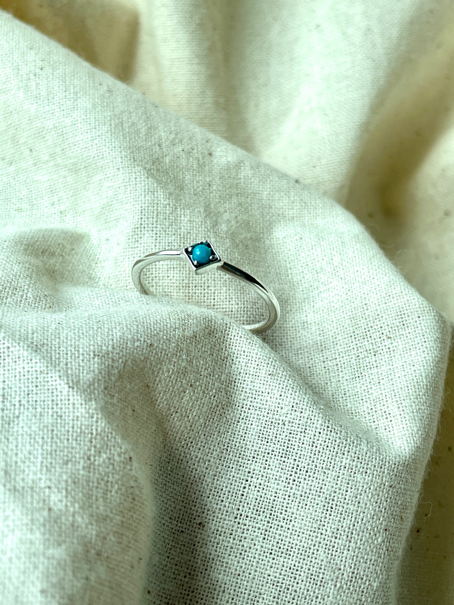 Prong Set CZ or Turquoise in Frame Ring