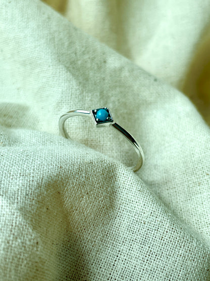 Prong Set CZ or Turquoise in Frame Ring