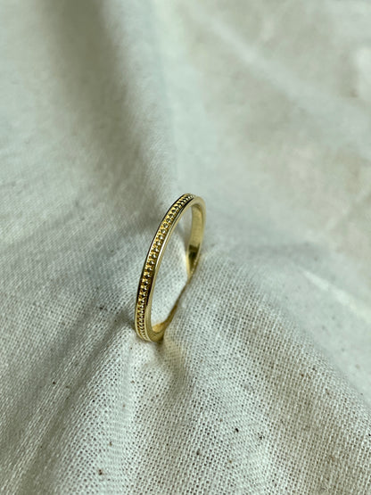 Slim Band With Centre Migraine Row 14K Gold Ring Vermeil Ring