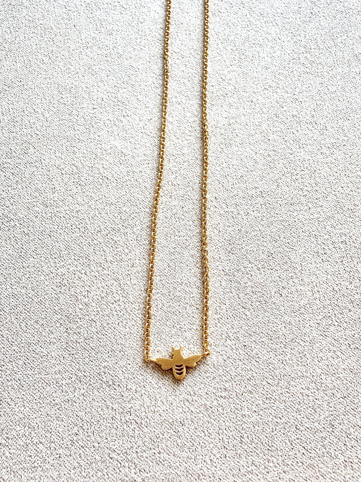 Tiny Bee Brush 14k Gold Vermeil Necklace