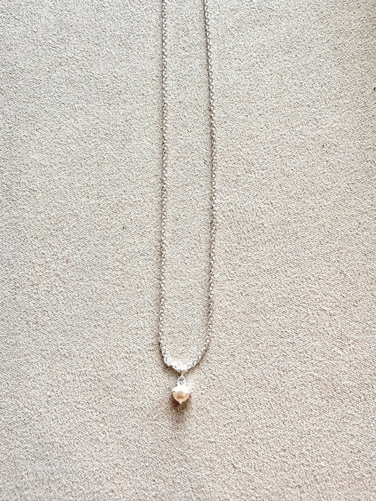 Pearl CZ Sterling Silver Necklace
