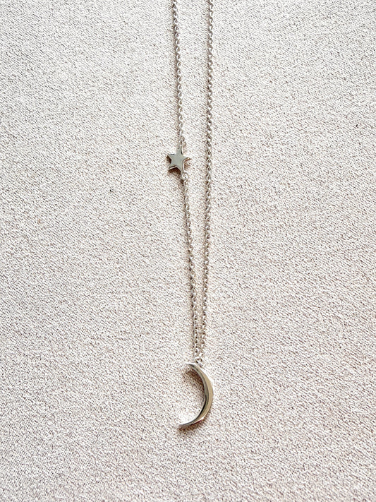 Moon + Star Sterling Silver Necklace