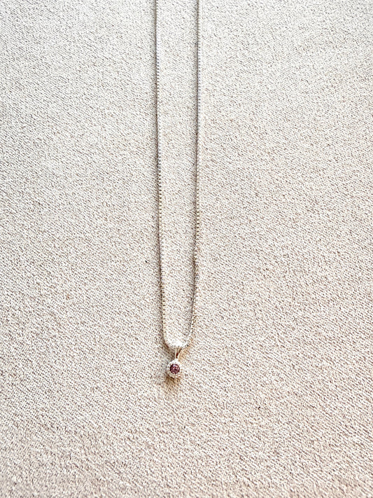 2mm Milgrain Edge Pink Sapphire Sterling Silver Necklace