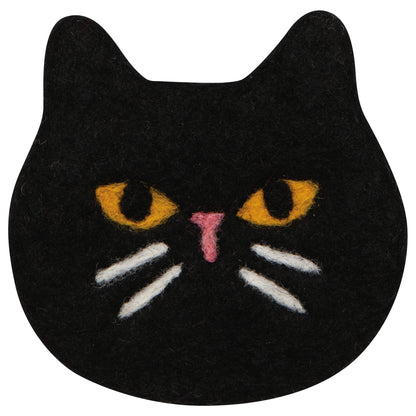 Black Cat Felt Coasters Set of 4