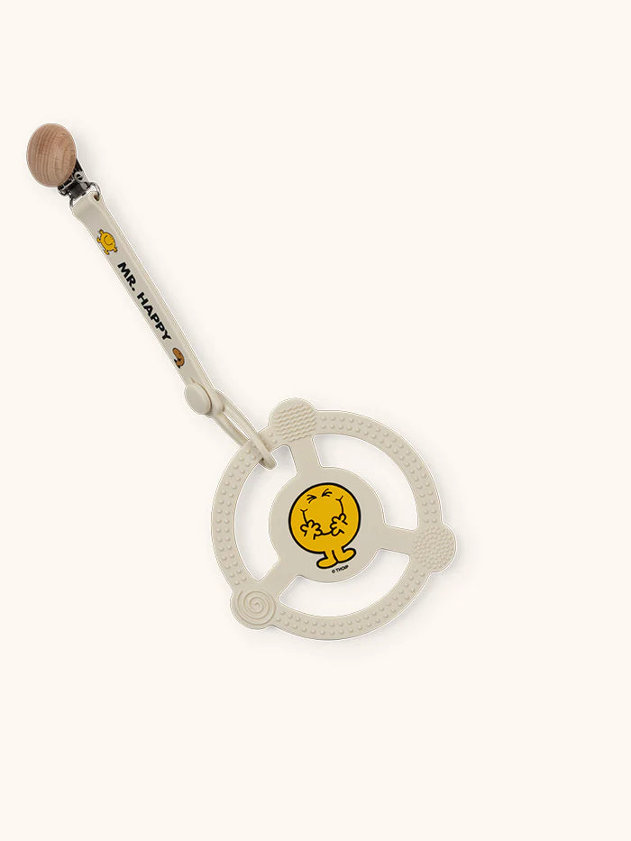 Silicone Teether Ring with Detachable Clip Mr. Happy